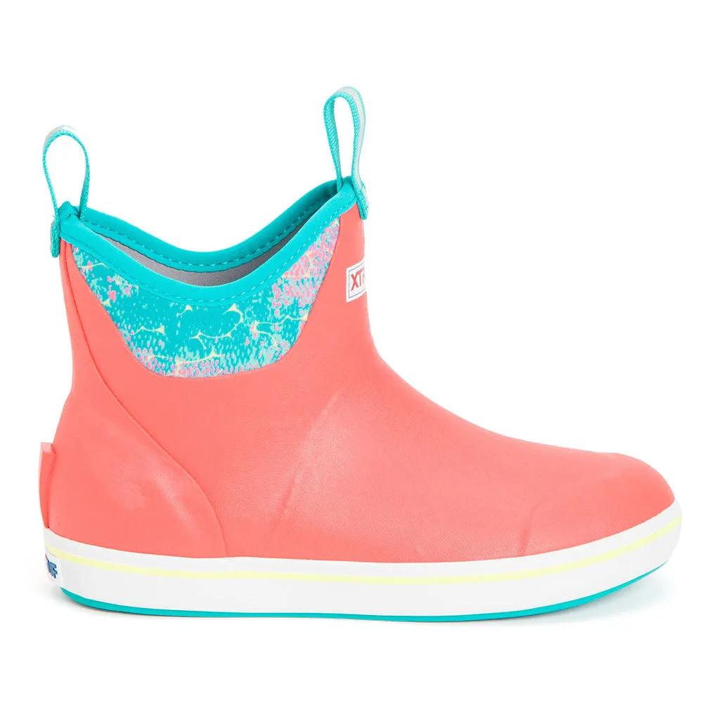 XTRATUF Women's Ankle Deck Boots- Coral Coho Marshmallow Slip On