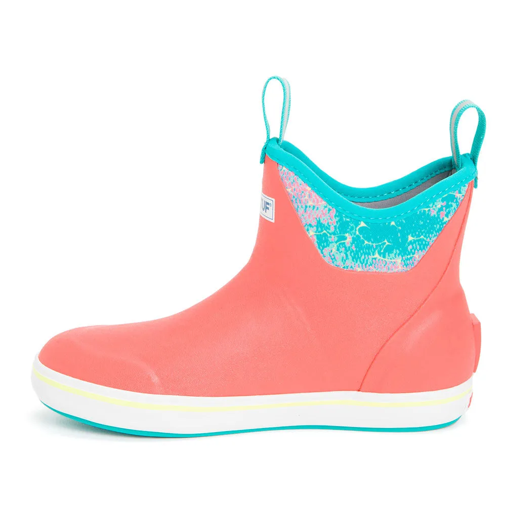XTRATUF Women's Ankle Deck Boots- Coral Coho Casual Canvas Slip On Shoes