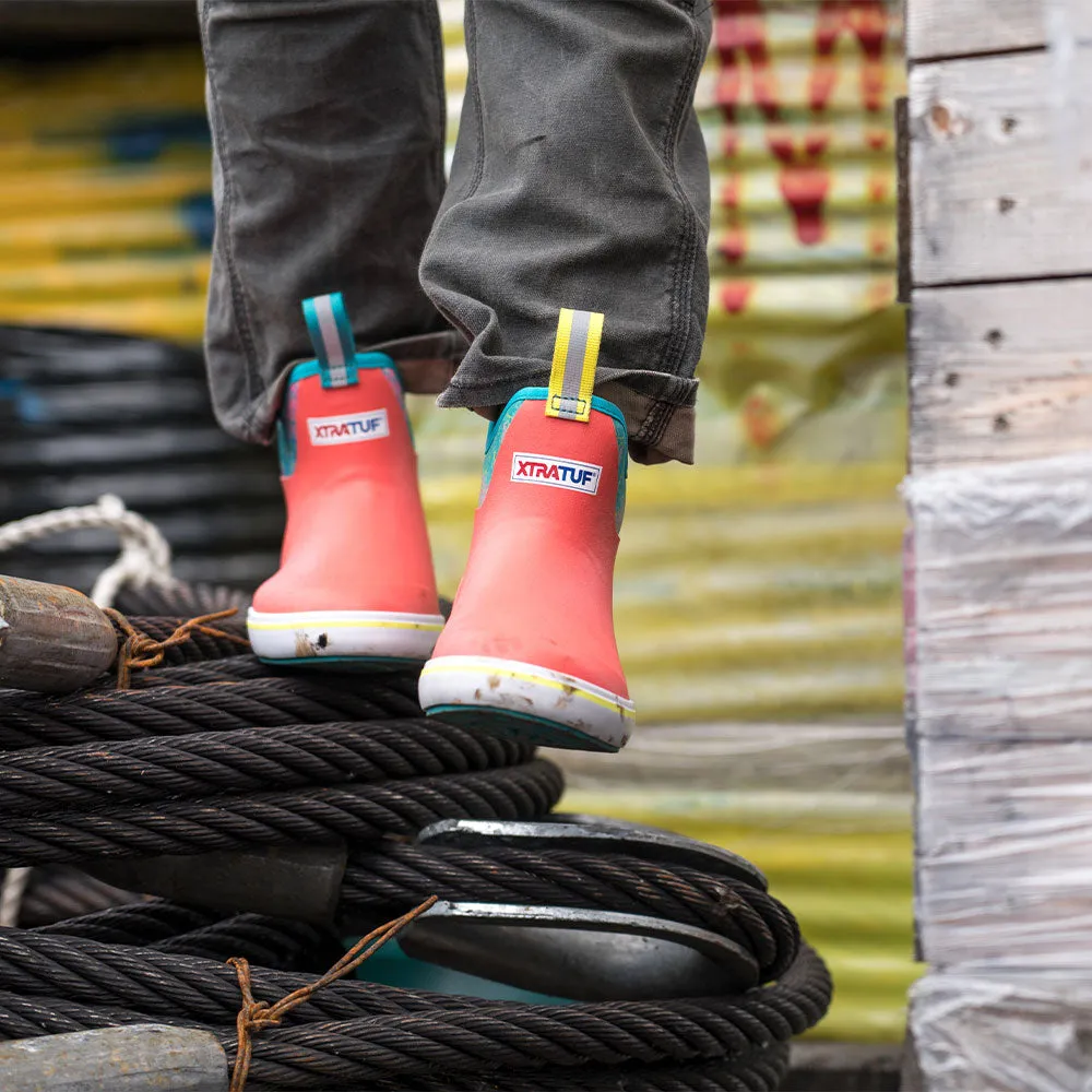 XTRATUF Women's Ankle Deck Boots- Coral Coho Best Slip On Sneakers Slip On