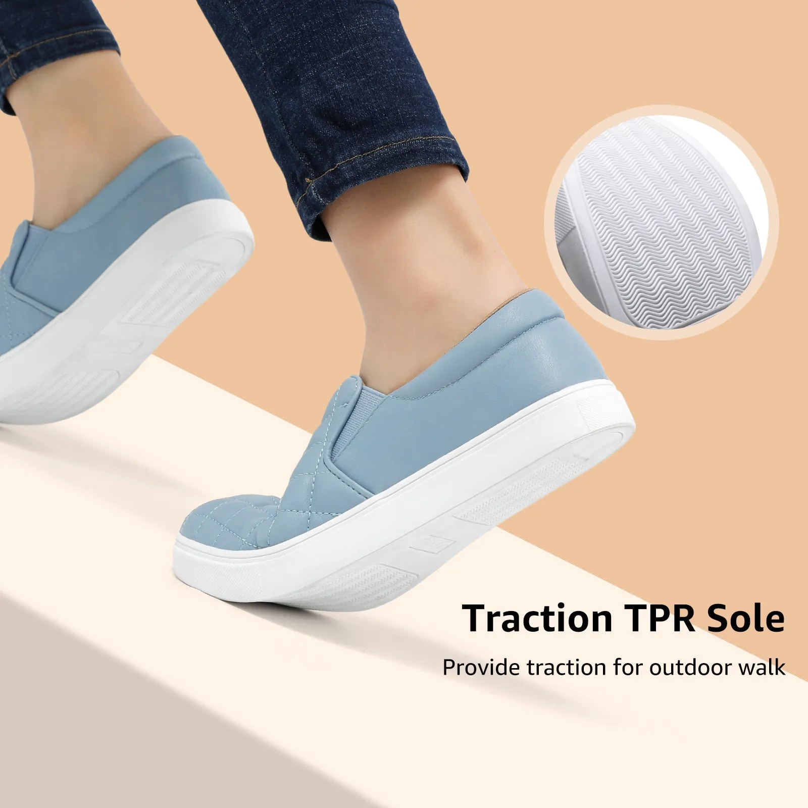 STQ Loafers for Women Memory Foam Slip On Sneakers EleeS Quilted 1.0 Comfort Fall Shoes Loafers Restaurant Catonsville