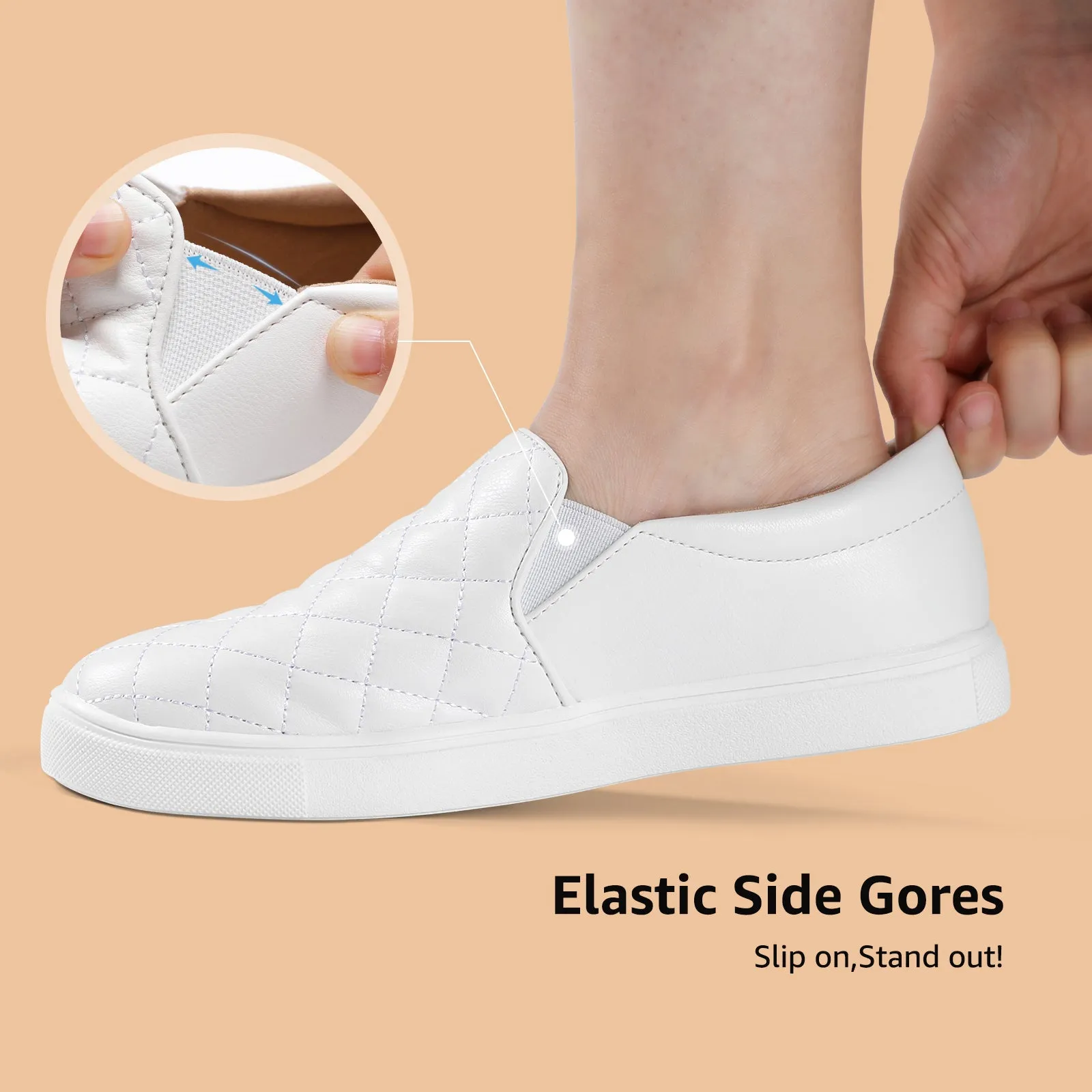 STQ Loafers for Women Memory Foam Slip On Sneakers EleeS Quilted 1.0 Comfort Fall Shoes Campo Loafers