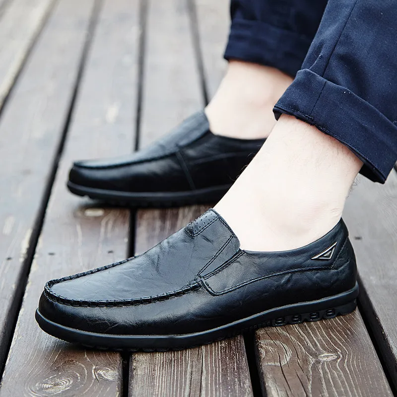 Men's Summer Casual Genuine Leather Slip-Ons | Plus Size Rugged Penny Loafers