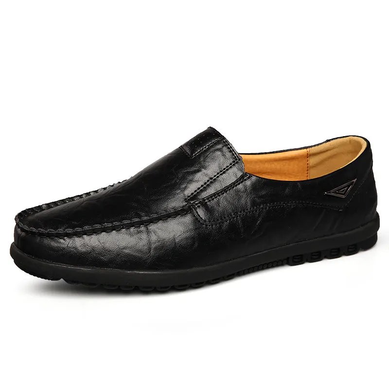Corduroy Loafers Men's Summer Casual Genuine Leather Slip-Ons | Plus Size