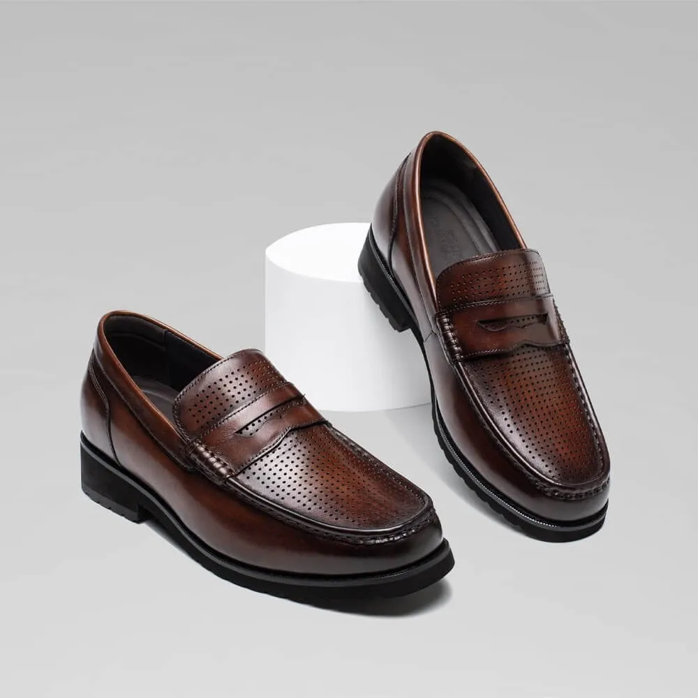 Dior Shoes Loafers 6 CM/2.36 Inches CMR CHAMARIPA Brown Cowhide Leather Slip-On Loafers for Men - Elevate Your Casual Style