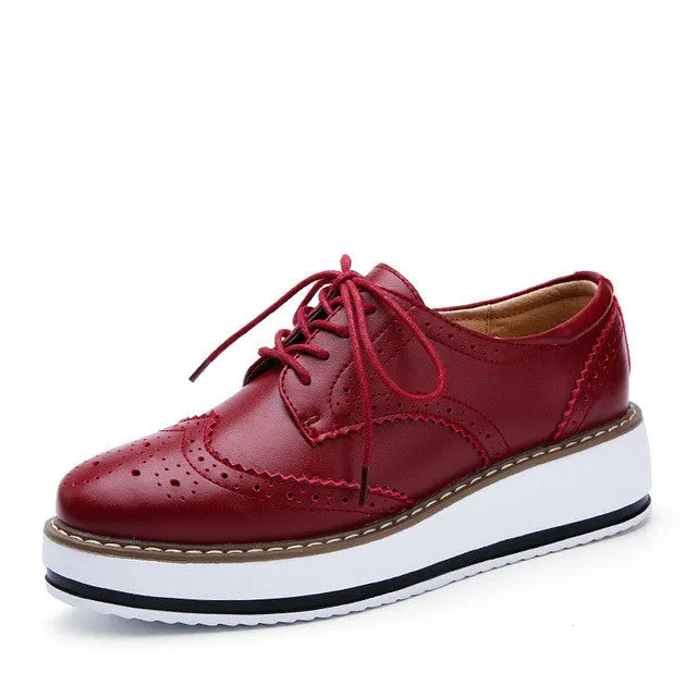 Oxfords Not Brogues Kingsman EOFK Brand Spring Women Platform Shoes Woman Brogue Patent Leather Flats Lace Up Footwear Female Flat Oxford Shoes For Women