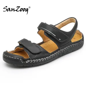 Summer Casual Breathable Open Shoes Men Leather Sandals Handmade Big Size 47 48 Sandalias Hombre Gla Sandals For Neuropathy