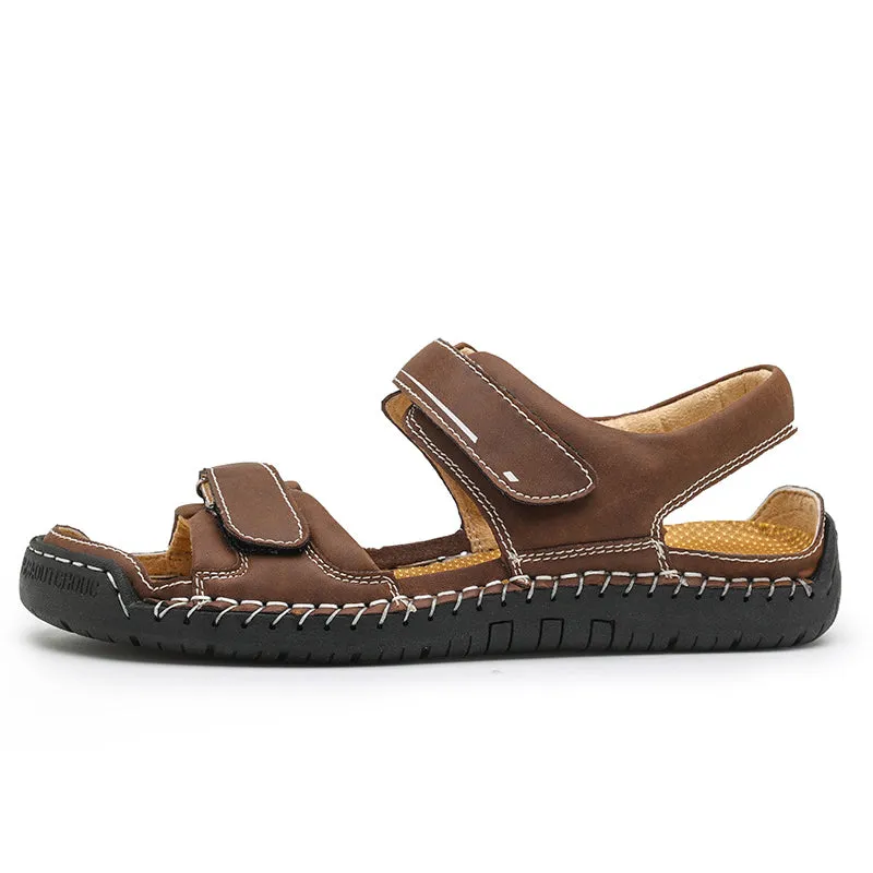 Ten Little Sandals Summer Casual Breathable Open Shoes Men Leather Sandals Handmade Big Size 47 48 Sandalias Hombre Gla