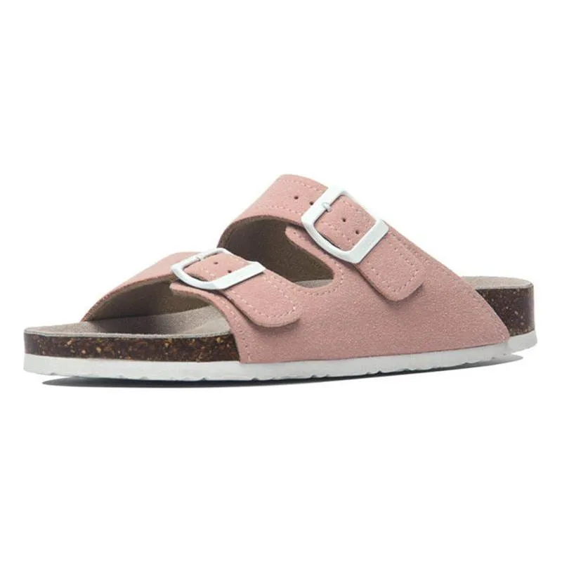 Slippers Disposable Summer Men's Cork Sandals Genuine Suede Leather Mule Clogs With Two Buckle Beach Slides Birkenstock Style For Men Sizes up to 45