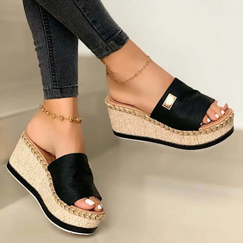 Diy Flip Flops Summer Women Wedge Sandals Platform Flip Flops Soft Comfortable Casual Shoes Outdoor Beach Slippers Ladies Sandals