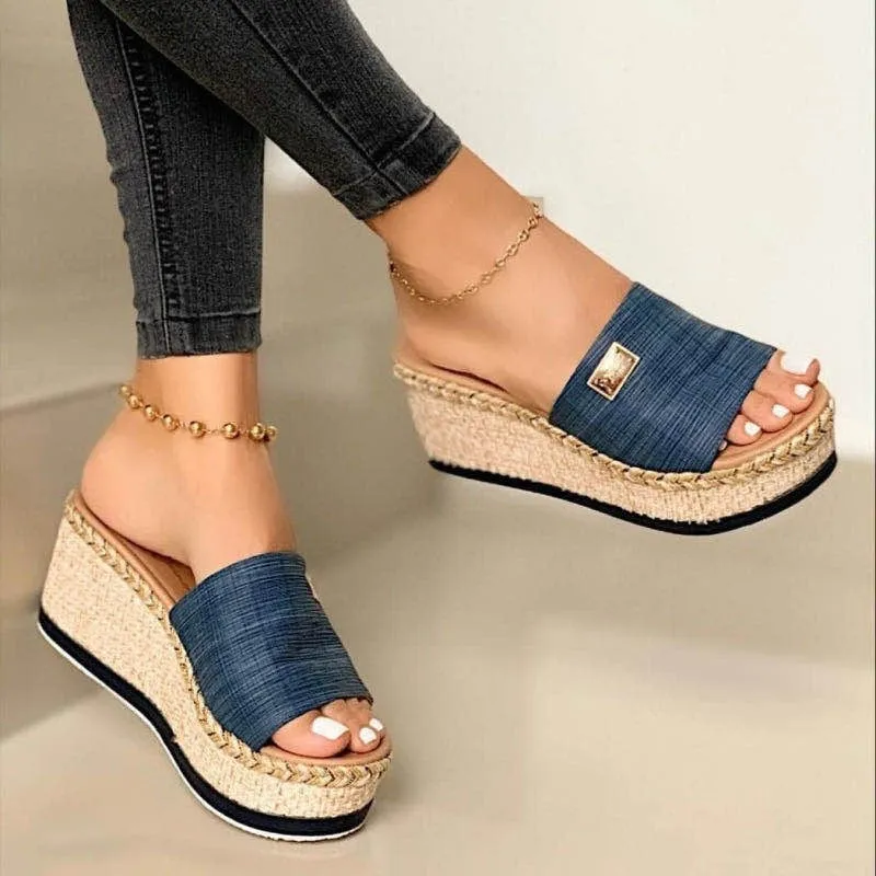 Well Worn Flip Flops Summer Women Wedge Sandals Platform Flip Flops Soft Comfortable Casual Shoes Outdoor Beach Slippers Ladies Sandals