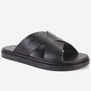 Mens "SENUK" Crossover Strappy Leather Slippers Comfort Slide Sandals