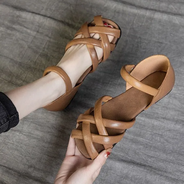 Schutz Sandals Soft Leather Womens Sandals Summer Gladiator Flats