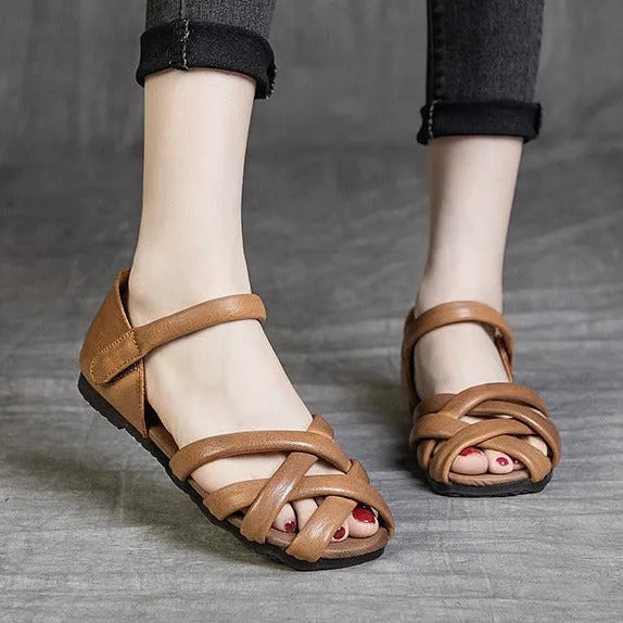 High Heel Slide Sandals Soft Leather Womens Sandals Summer Gladiator Flats