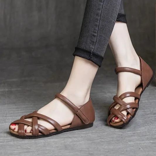 Soft Leather Womens Sandals Summer Gladiator Flats Sandals Jobs