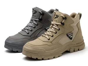 Defined Heel Work Boots Work Boots for Men Water Resistant Steel Toe Non-Slip Rubber Leather Shoes