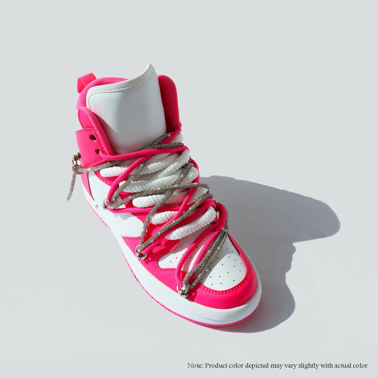 SUPREMA-1 RHINESTONE LACE UP SNEAKER - HOT PINK Dragon King Sneakers