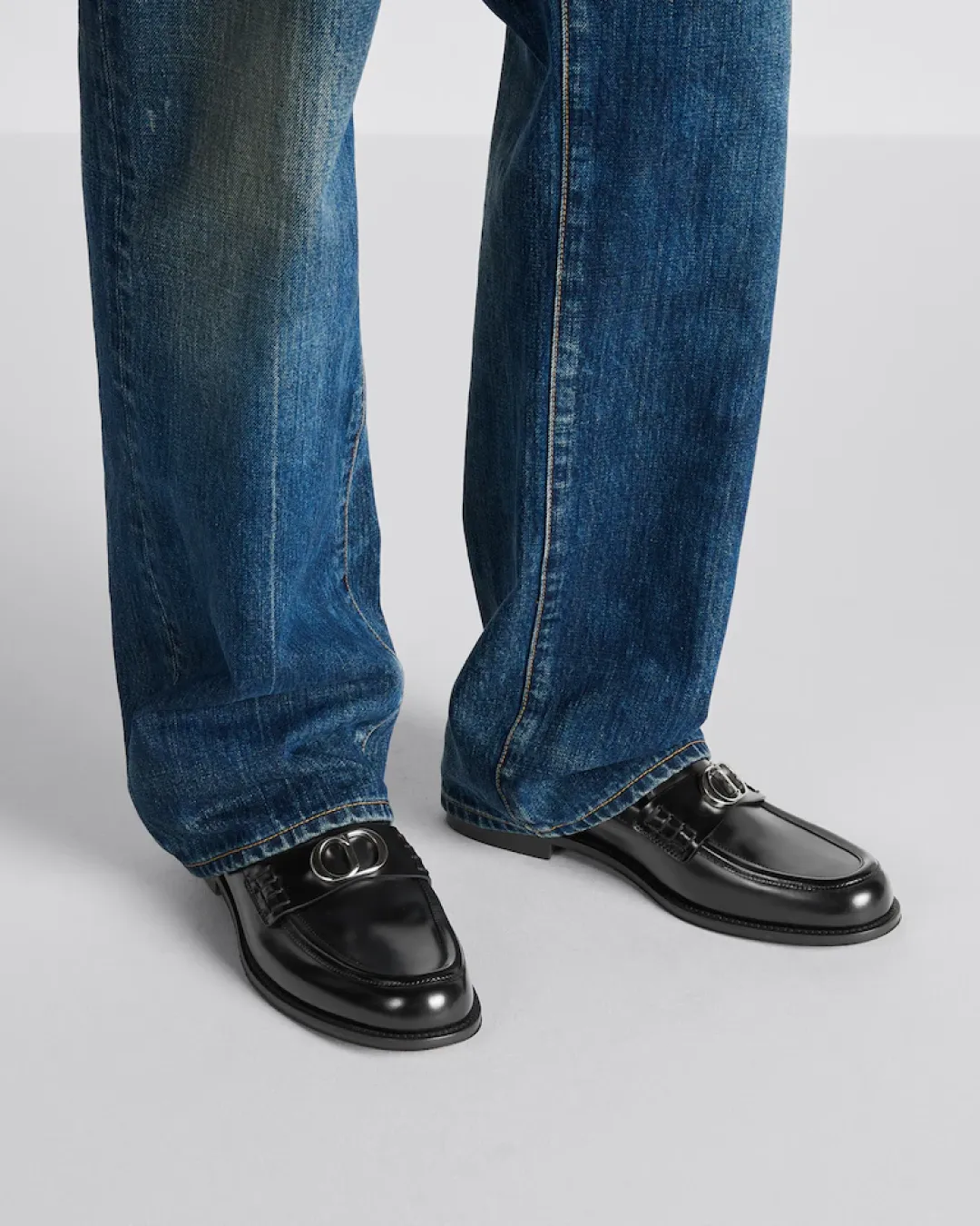 Loewe Loafers Christian Dior Black Polished Calfskin Granville Loafer