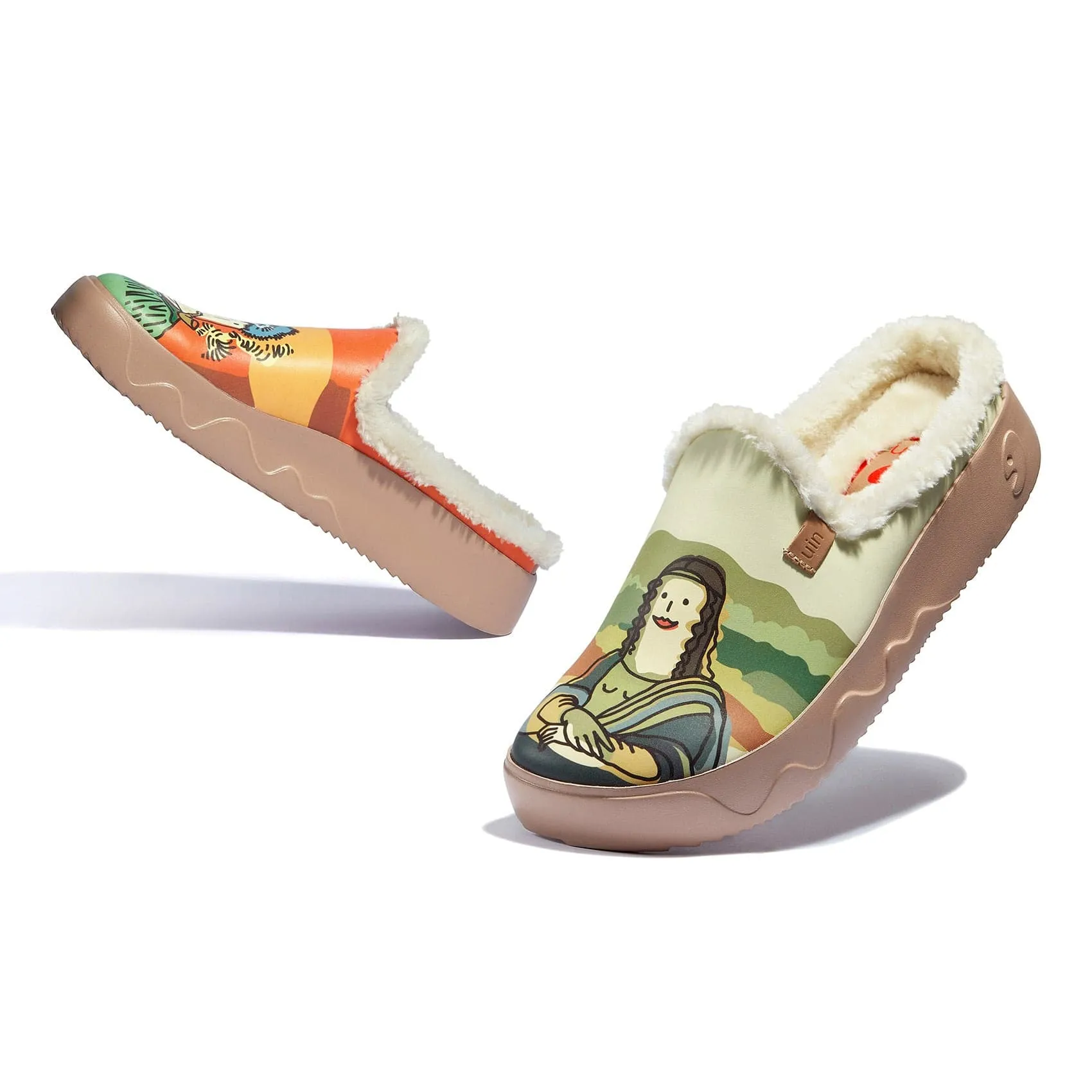 Van Gogh and Mona Lisa 2 Fuerteventura VII Women Woven Leather Slip Ons