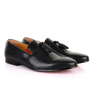 John Mendson Woven Knitted Black Leather Tassel Loafers Indigo Rd Loafers