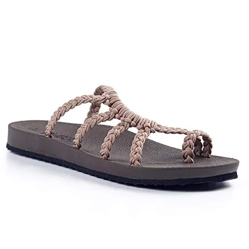 Plaka Relief Flip Flops for Women with Arch Support | Comfy Sandals for Women | Perfect for the Beach, Long Walks or Poolside | Reduces Heel & Back Pain | Brazilian Sand | Size 9 Flip Flops Low Price