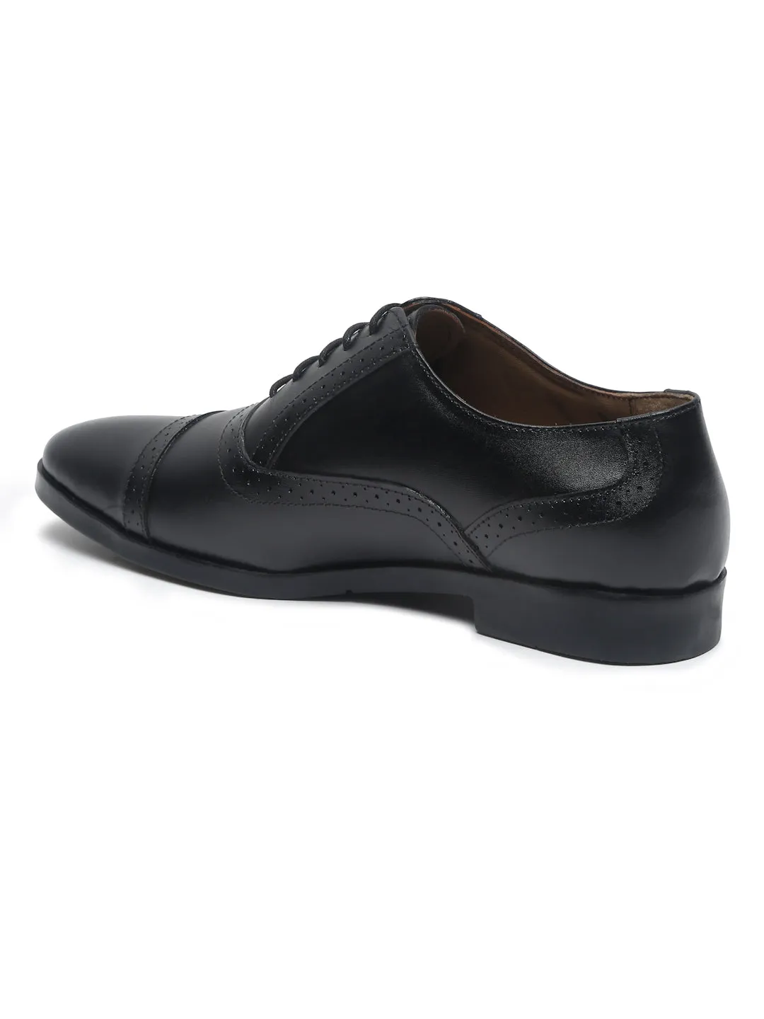 Teakwood Leather Men Solid Black Brogues Loafers With High Heel