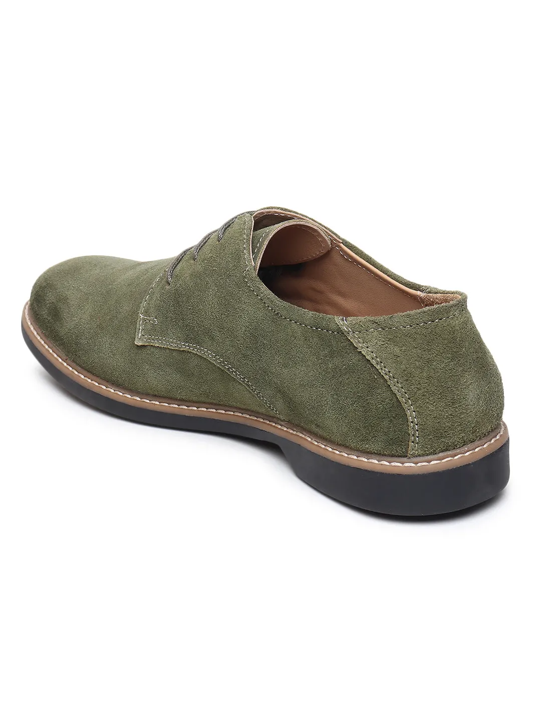 Tabitha Sneakers Teakwood Men Olive Solid Round Toe Suede Derbys