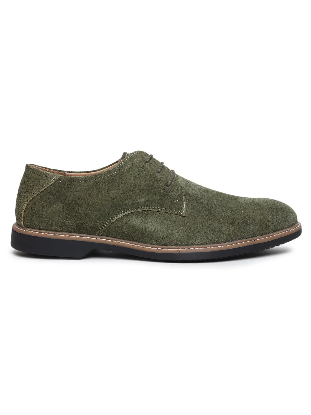 Pg 1 Sneakers Teakwood Men Olive Solid Round Toe Suede Derbys