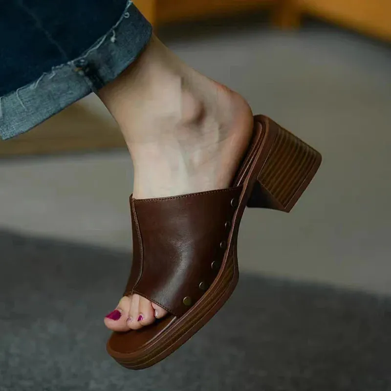 Flip Flops For Sauna New Trend Chunky Women Sandals, Mid Heels Fashion Slippers for summer, Pumps Casual Shoes, Flip-flops