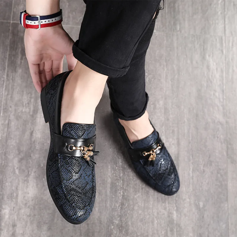 Fringed Mens Tassel Loafers  Pointed Toe Peas Shoes with High Heel Alden Tassel Loafers
