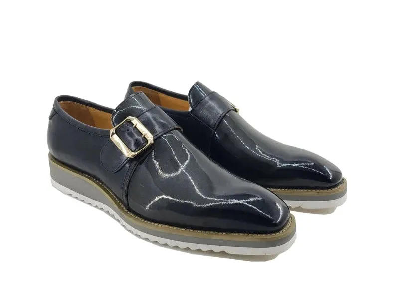 Left Lane Loafers Carrucci Grey Men's Monkstraps Patent Leather casual shoes