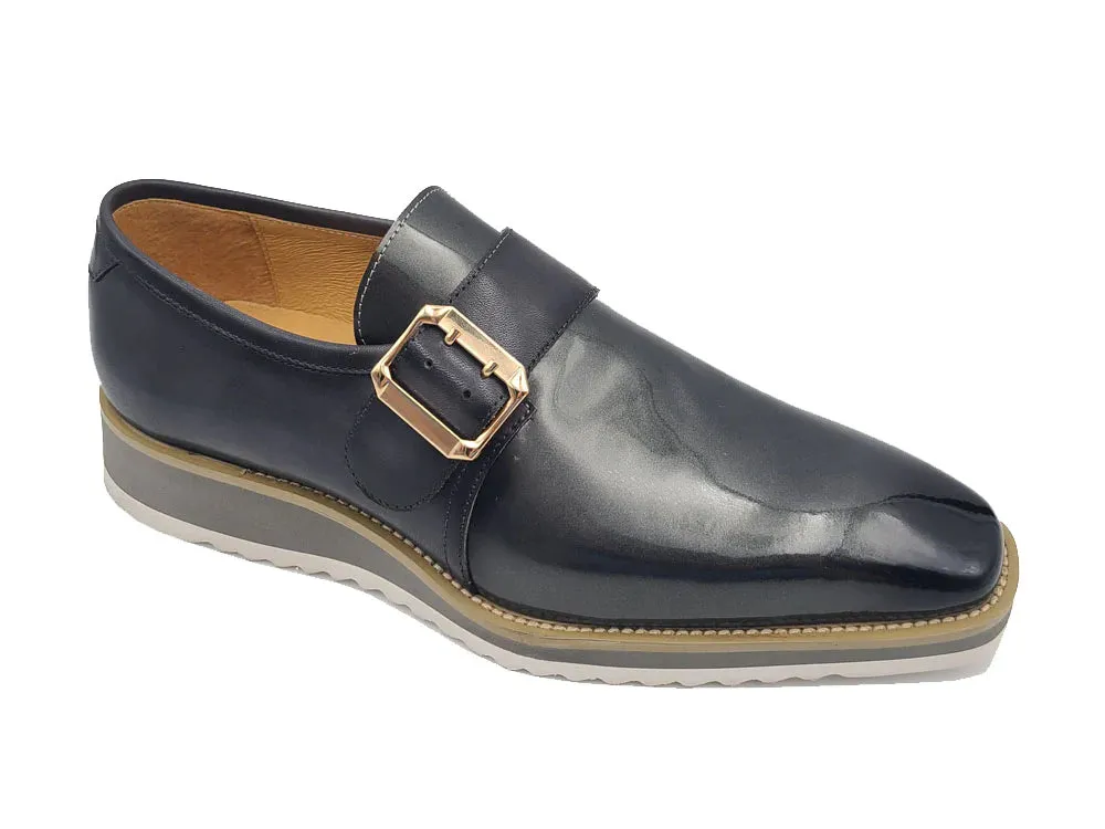 Carrucci Grey Men's Monkstraps Patent Leather casual shoes Loafers Looks
