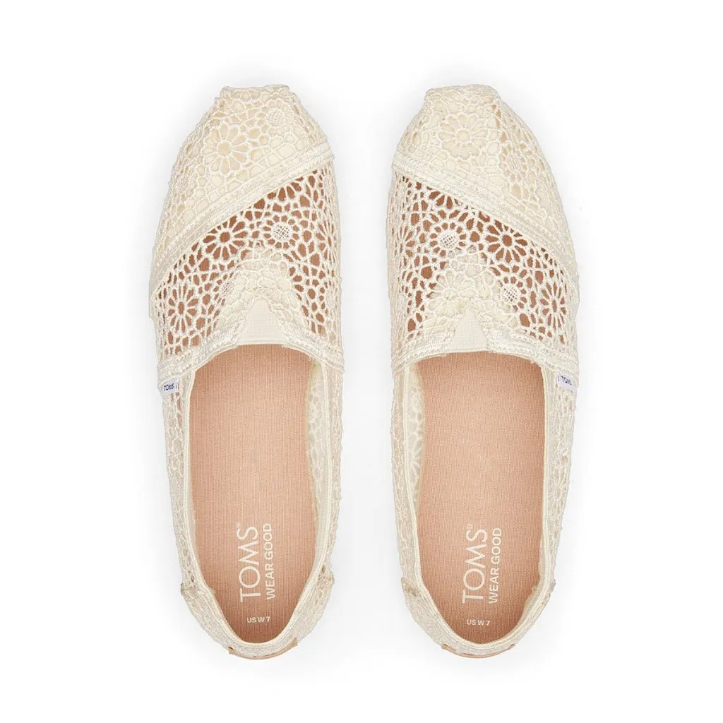 Slip Ons Extra Wide Toms Alpargata Women - Natural Cream Moroccan Crochet