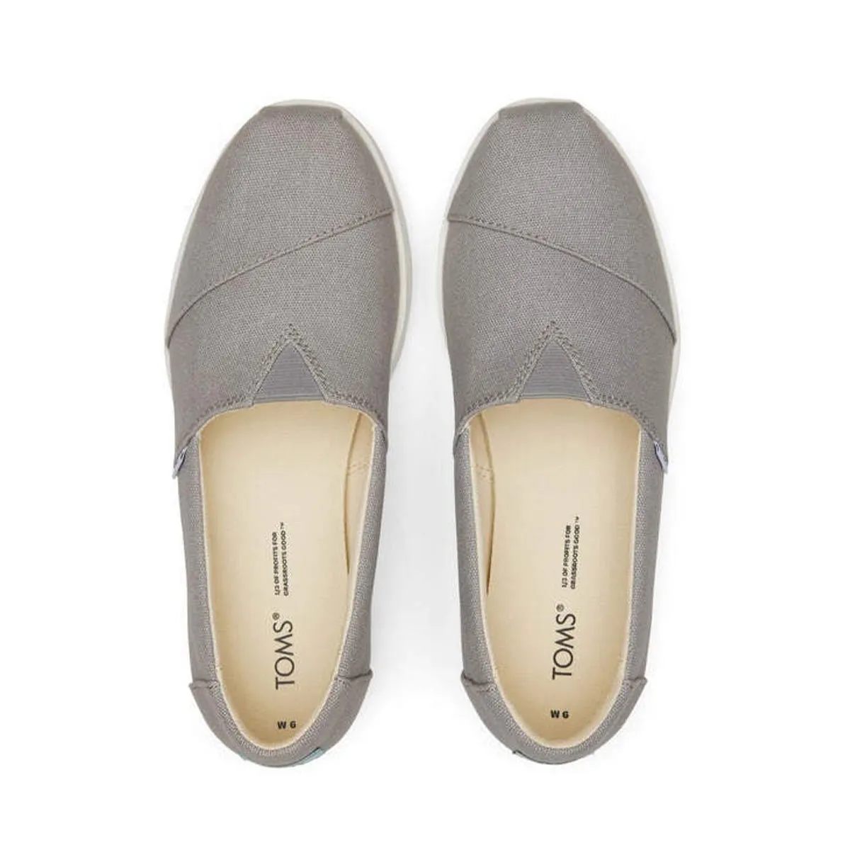 Slip-on Wide Toe Box Shoes TOMS Espadrille Alpargata Midform Women - Drizzle Grey Canvas