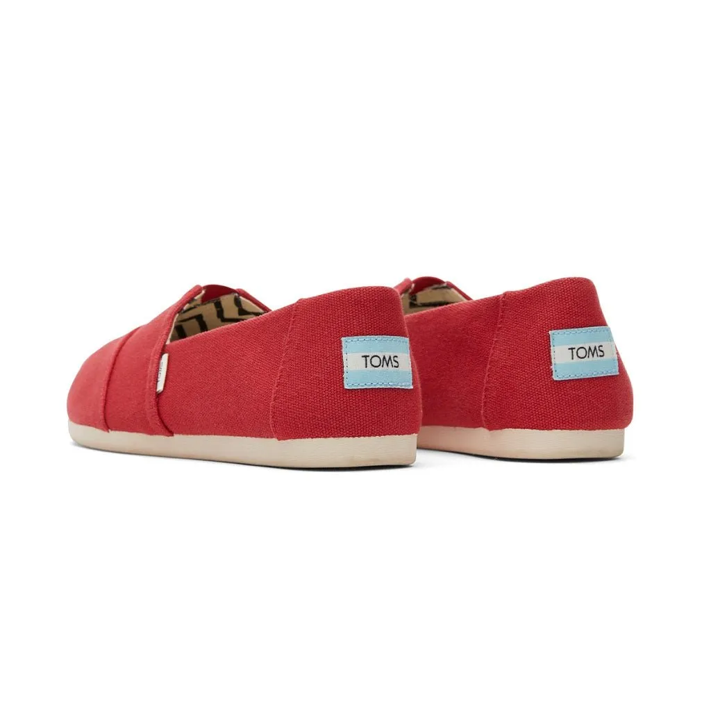 Slip On Steel Toe Toms Espadrille Alpargata Women - Red Heritage Canvas