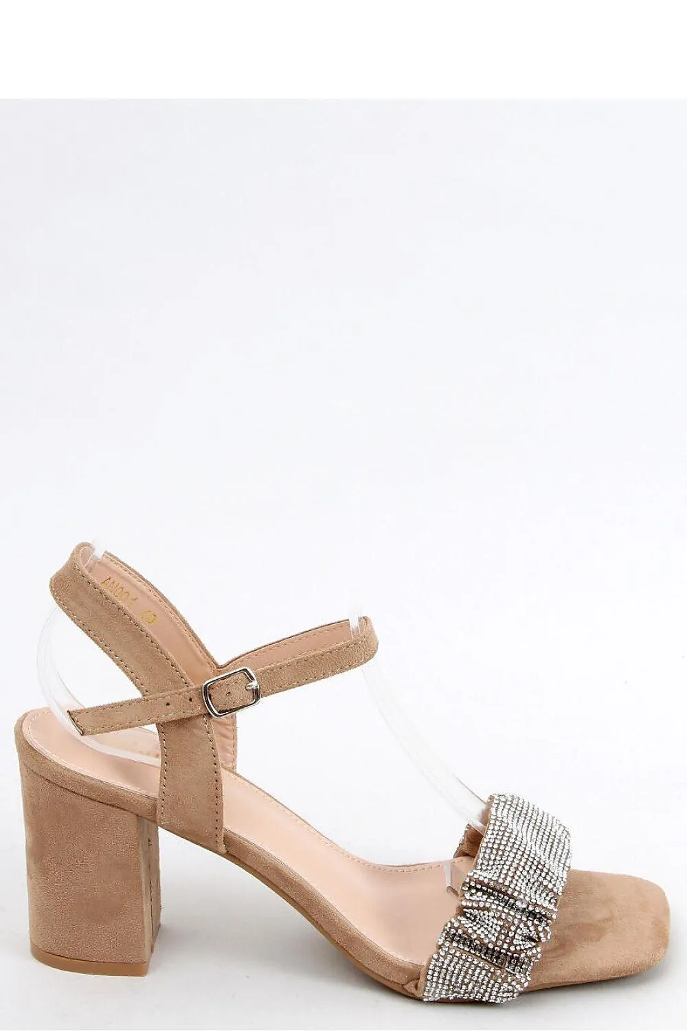 Thick Band Flip Flops Chic Ecological Suede Heel Sandals with Glittering Accents