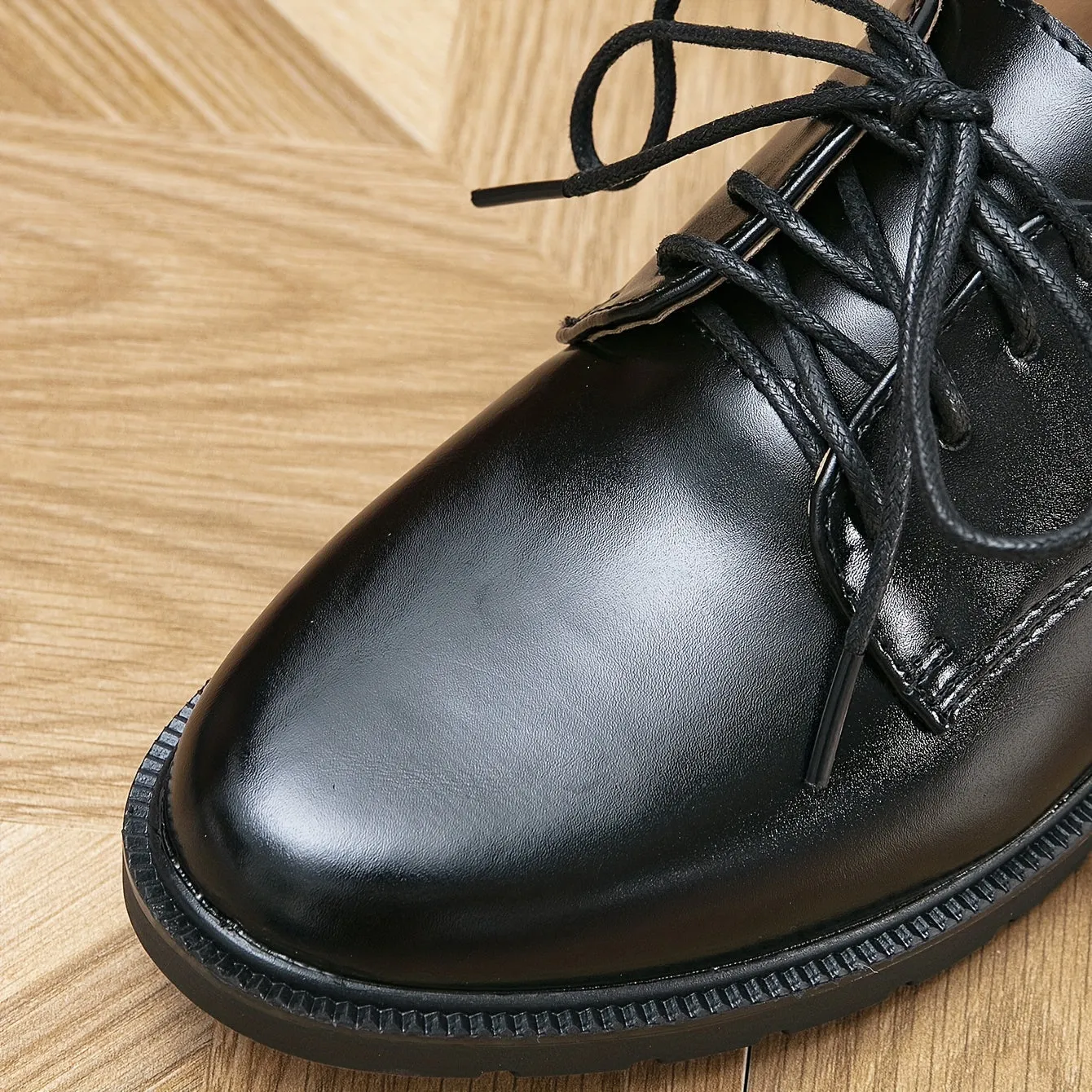 Original Penny Loafers Ivyshape | Black Orthopedic Loafers Lace-Up Shoes for Women