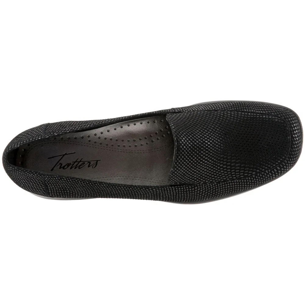 Jack Erwin Loafers Trotters Jenn Mini Dots Black Patent Suede Leather (Women's)