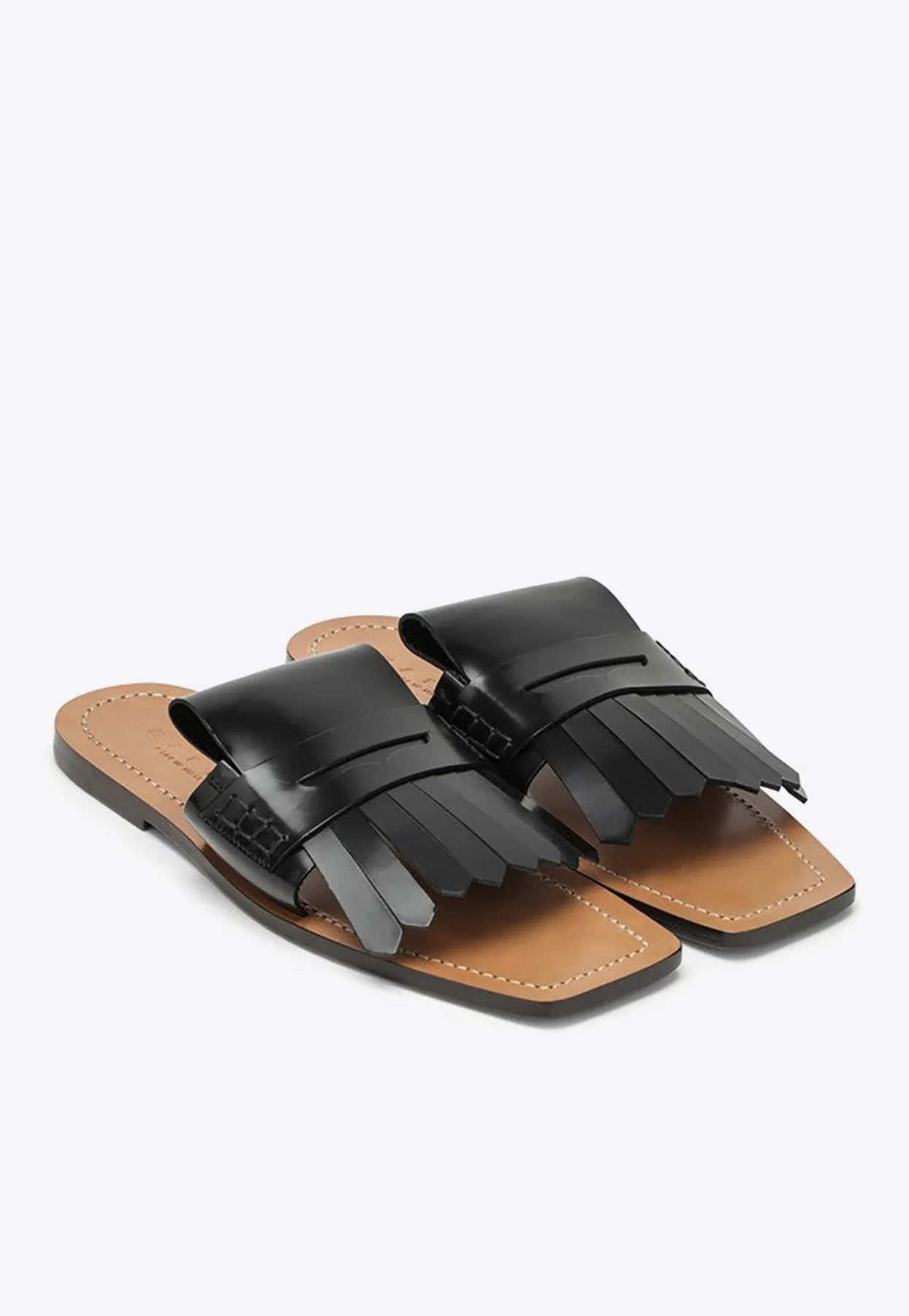 Doodle Fur Slides Bambi Square-Toe Leather Sandals