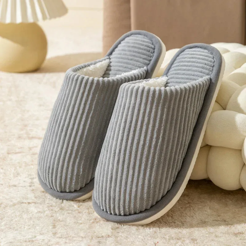 Cherry Slides Winter Warm Plush Men Slippers Non Slip Soft Shoes Comfort Flat Heel Indoor Bedroom Couple's Slippers for Home Shoes in Autumn