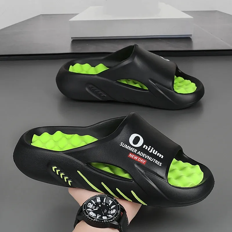 2024 New Men Massage Slippers Slides Indoor Outdoor Sandals Beach Casual Shoes Comfortable Sole Men's Slippers Big Size 38-47 Slippers Sock