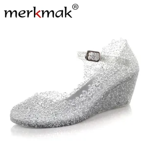 Cheap! 2016 Summer Style Summer Shoes Woman Wedges Sandals High Heels Women Summer Shoes Glass Slipper Jelly Shoe Free Shipping Universal Threads Sandals