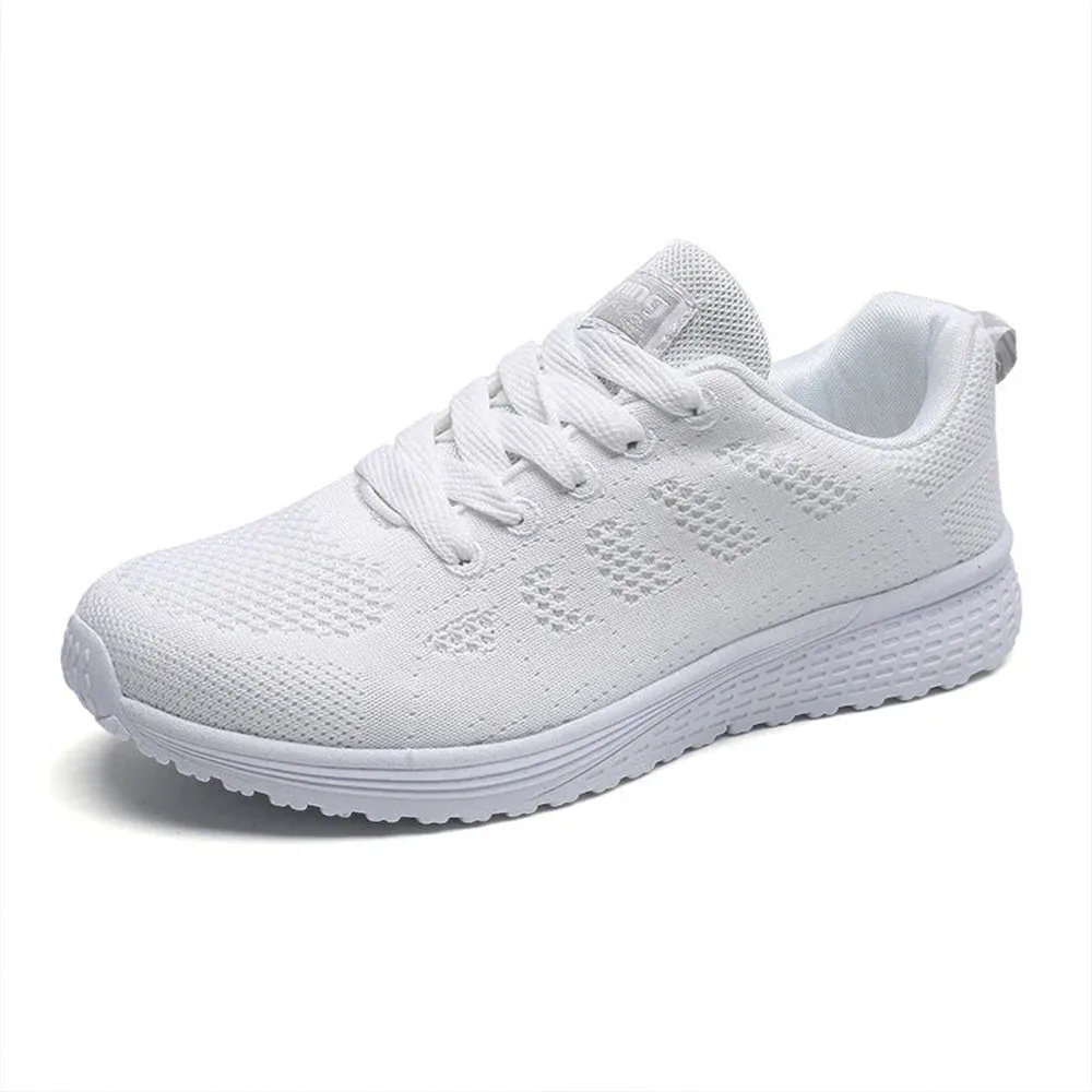 Betterthy Round Toe Mesh Running Shoes Low Top Sneakers Silver Sneakers Gym