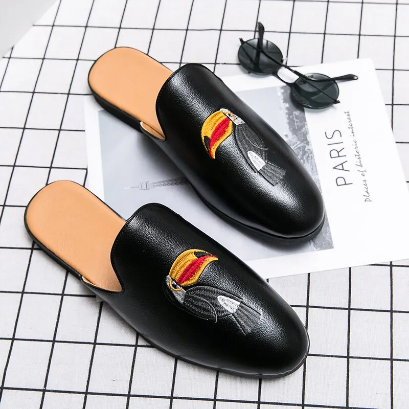 All Bird Slippers Designer Brand Luxury Black Half Shoes For Men Leather Shoes Mens Mules Casual Slides Slippers Sandals Men Fashion Mocassin
