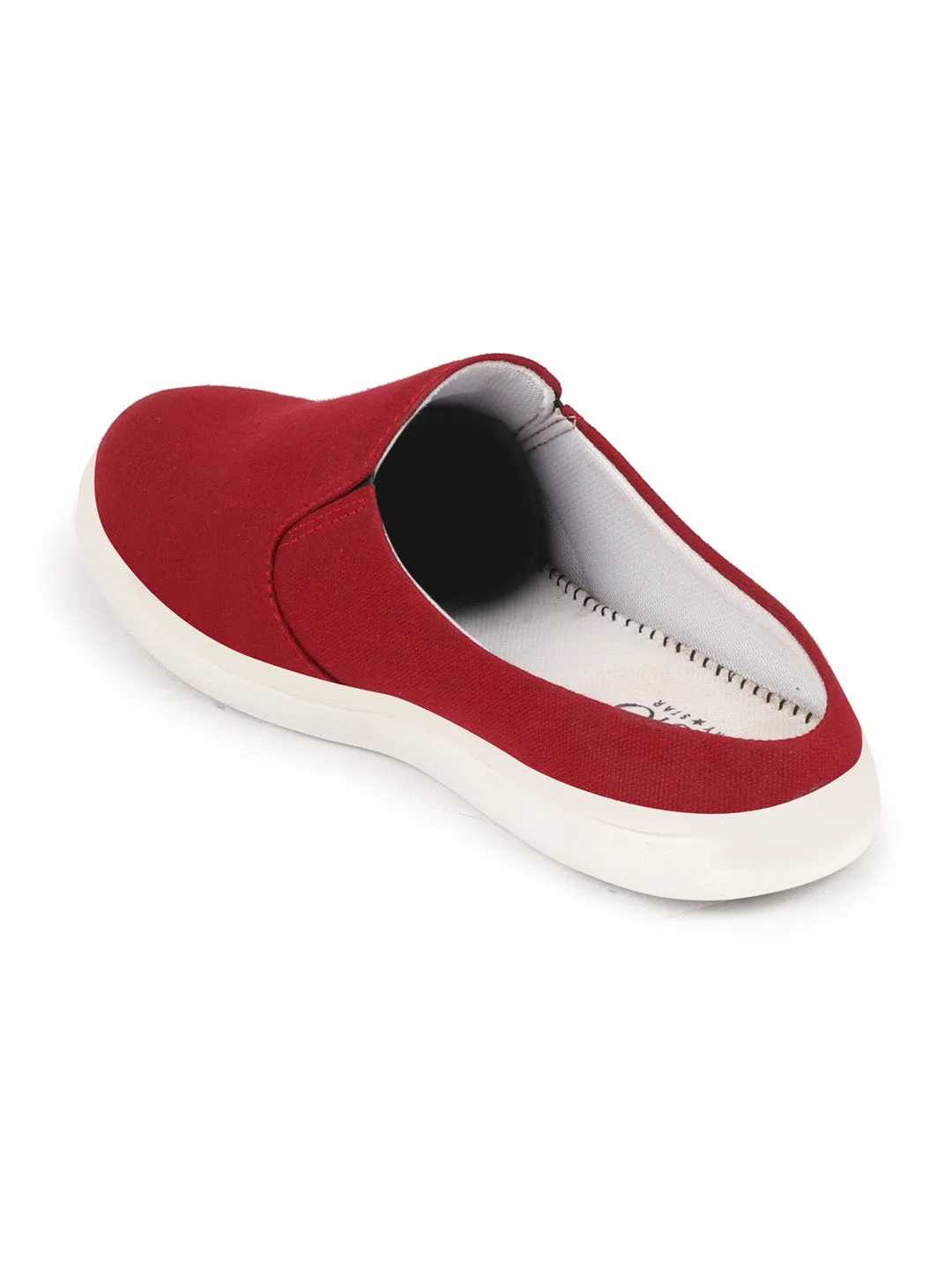 Mens Slip On Boating Shoes Men Cherry Casual Back Open Canvas Stylish Slip On Shoes