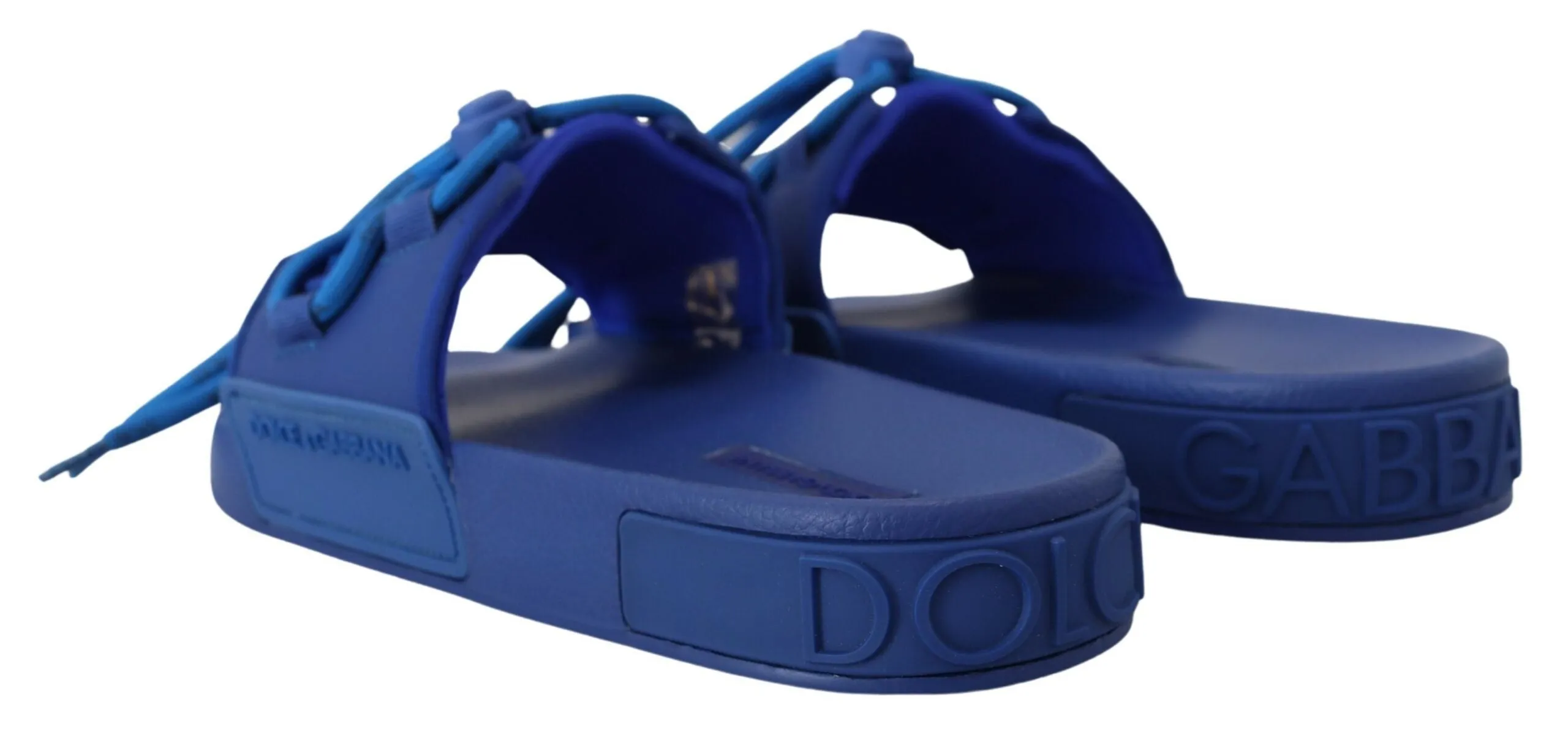 Dolce & Gabbana Elegant Blue Slide Sandals Diabetic Sandals