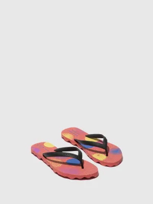Beach Flip-Flops CORALS Red & black strap Flip Flop Slippers
