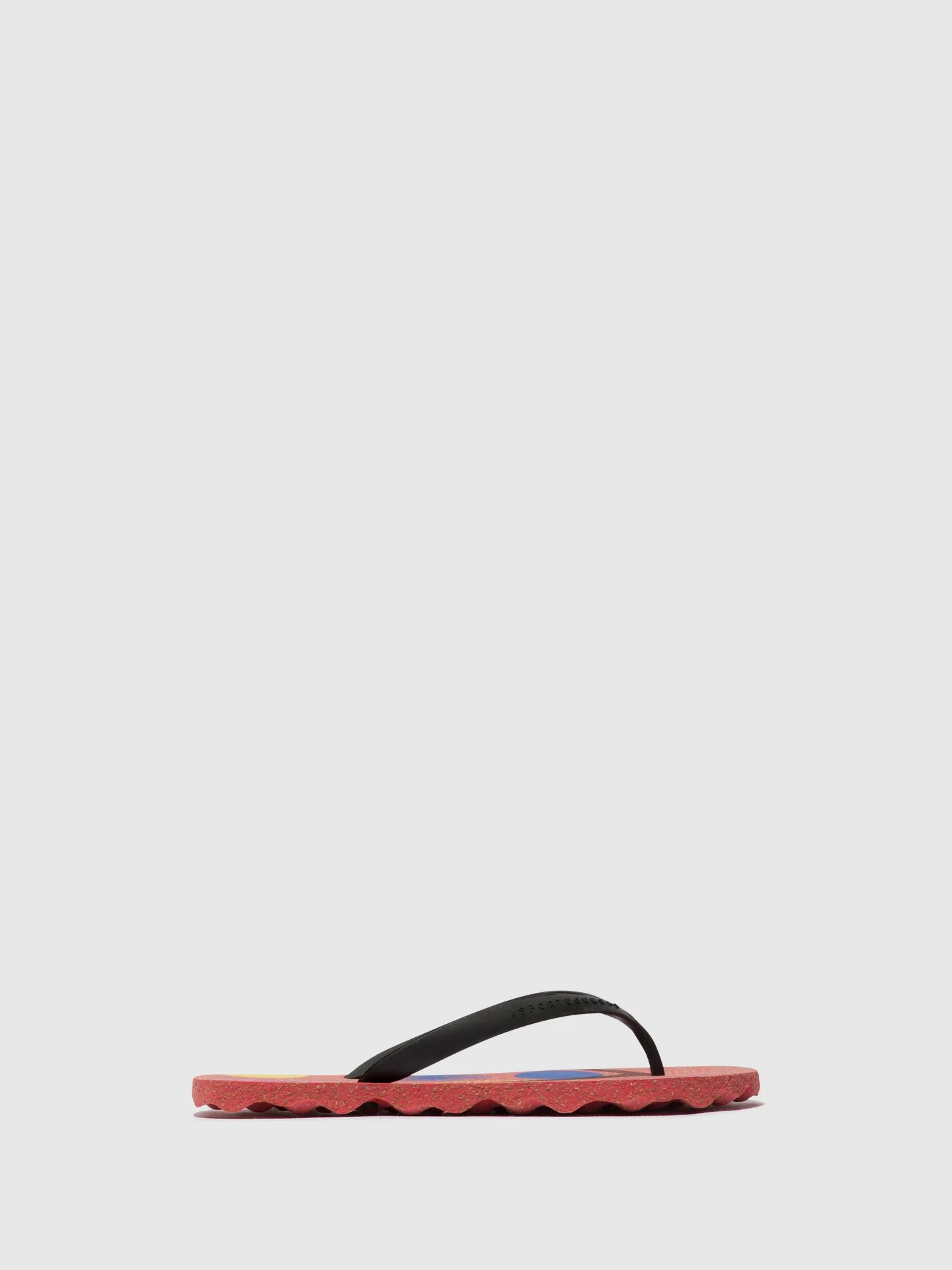 Platform Flip Flops Leather Beach Flip-Flops CORALS Red & black strap