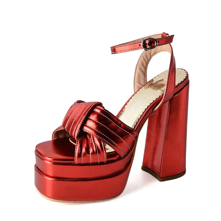 Sandals Barbados Location Map Women's Patent Roman Gladiator Block Chunky Heel Platform Sandals