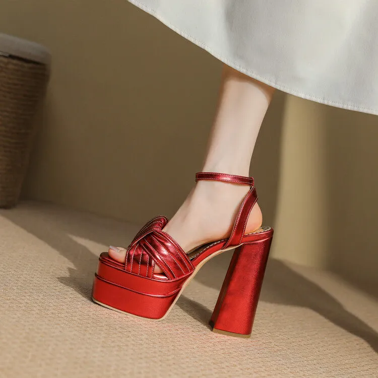 Women's Patent Roman Gladiator Block Chunky Heel Platform Sandals Sandals Montego Jamaica