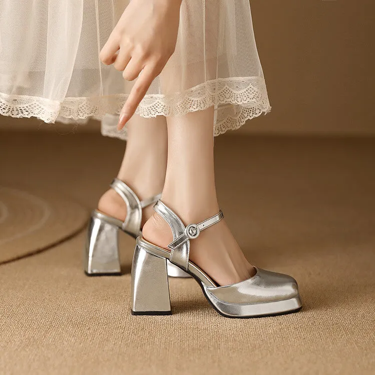 Women's Square Toe Patent Block Heel Platform Sandals Best Sandals All Inclusive Resorts